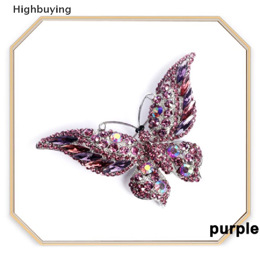 Hbid 1pc Butterfly Brooch Pin Kristal Bros Besar Untuk Wanita Pesta Perjamuan Pin Glory