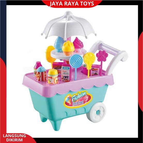 ( BISA COD ) PROMO Mainan Anak Gerobak Es Krim Permen Keranjang Bonus 2 Kuda Pony Anak-anak DIY Play Set Makanan Penutup Trolley Mainan Puzzle / Mainan Edukasi Anak / Mainan Anak Laki Laki / Mainan Anak Perempuan FI503 SNI