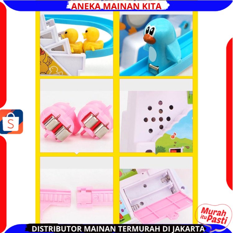 Mainan Track Tangga Berjalan Bebek / Penguin Memanjat Dengan Musik BerLampu Mainan Bayi Edukasi Anak