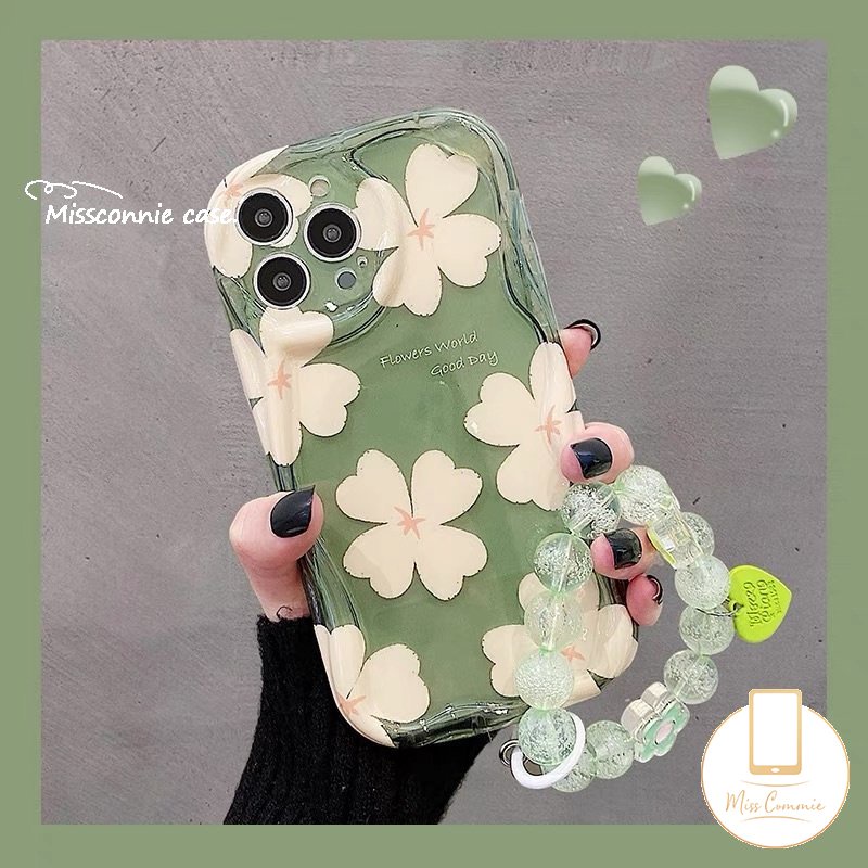 3d Wavy Curved Edge Floral Glossy Case Kompatibel Untuk iPhone 7plus 11 13 14 12 Pro Max XR 7 6s 6 8 Plus X XS Max SE 2020 Bunga Segar Shockproof Airbag Lembut Tpucover Belakang