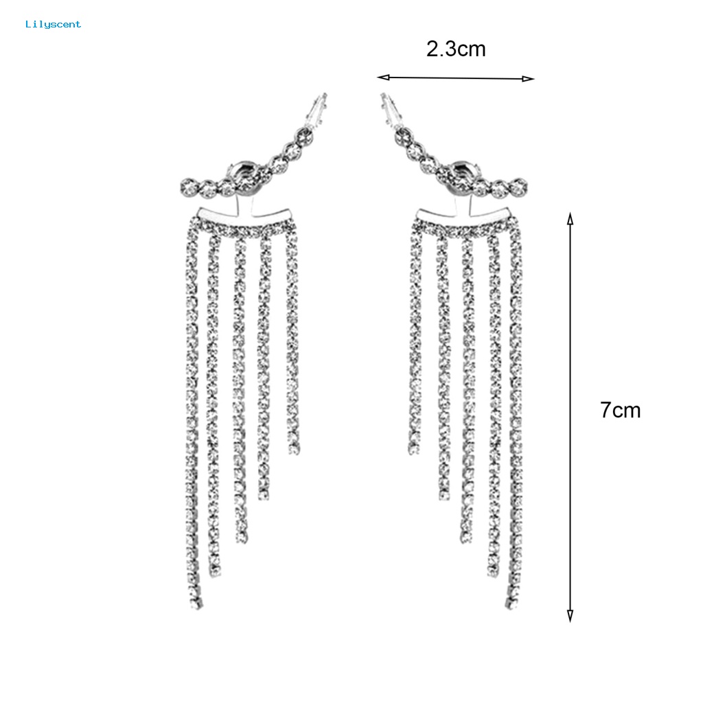 Lilyscent 1pasang Hypoallergenic Stud Earrings Fashion Perhiasan Bling Berlian Imitasi Jumbai Wanita Stud Earrings High Shine