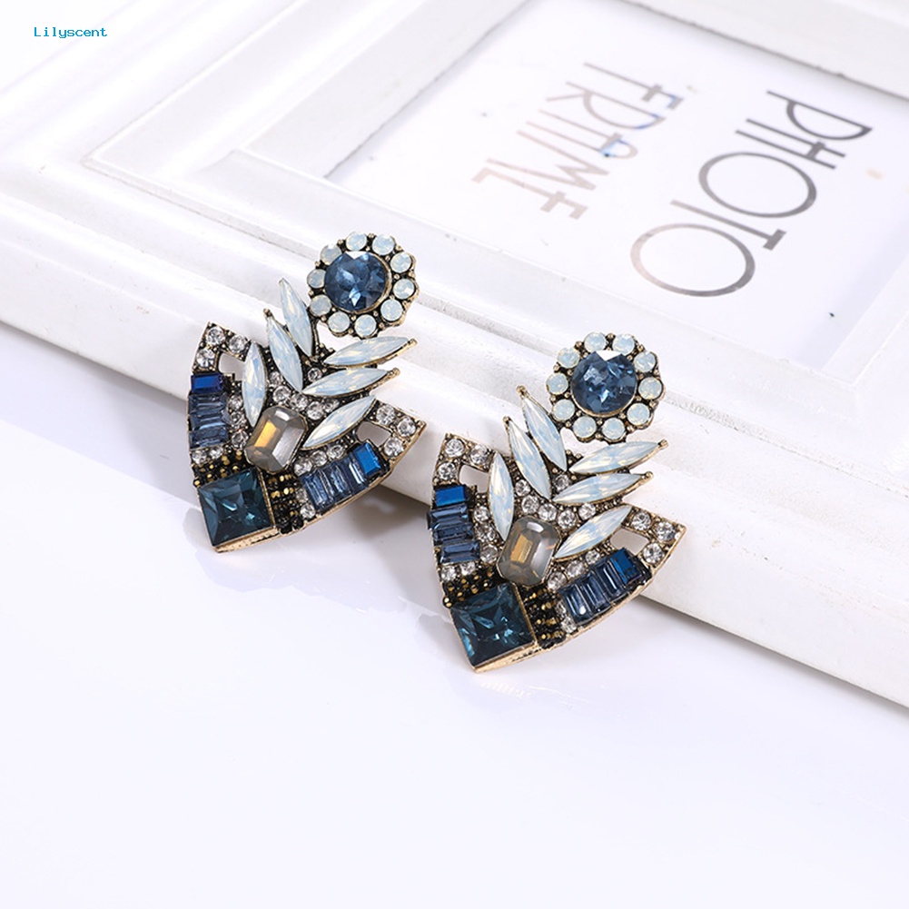 Lilyscent Wanita Fashion Berlian Imitasi Berlebihan Bohemian Ear Stud Earrings Perhiasan Hadiah