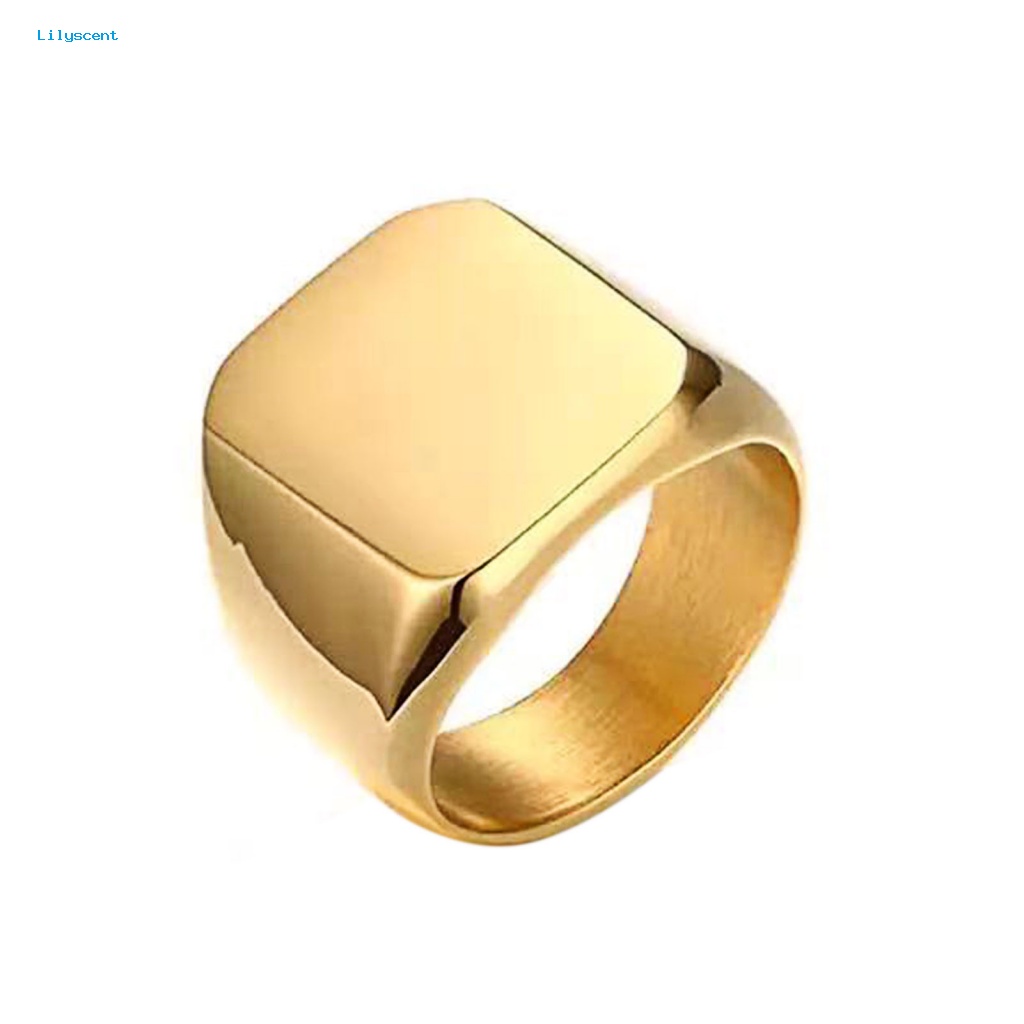 Lilyscent Cincin Pasangan Bebas Alergi Untuk Pakaian Sehari-Hari Pria Wanita Punk Vintage Square Ring Wedding Band Geometric