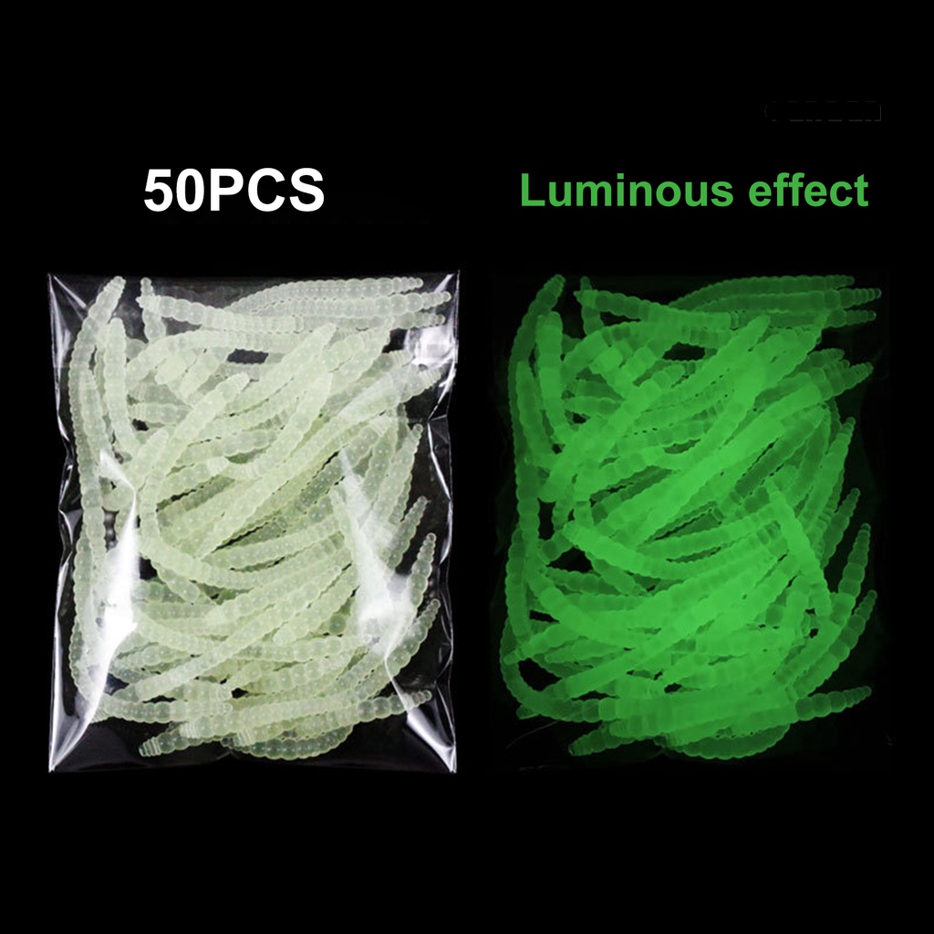 Cnn-50pcs/pack 6cm PVC Umpan Pancing Ultralight Tahan Aus Desain Neon Umpan Cacing Tanah Fishing Tackle