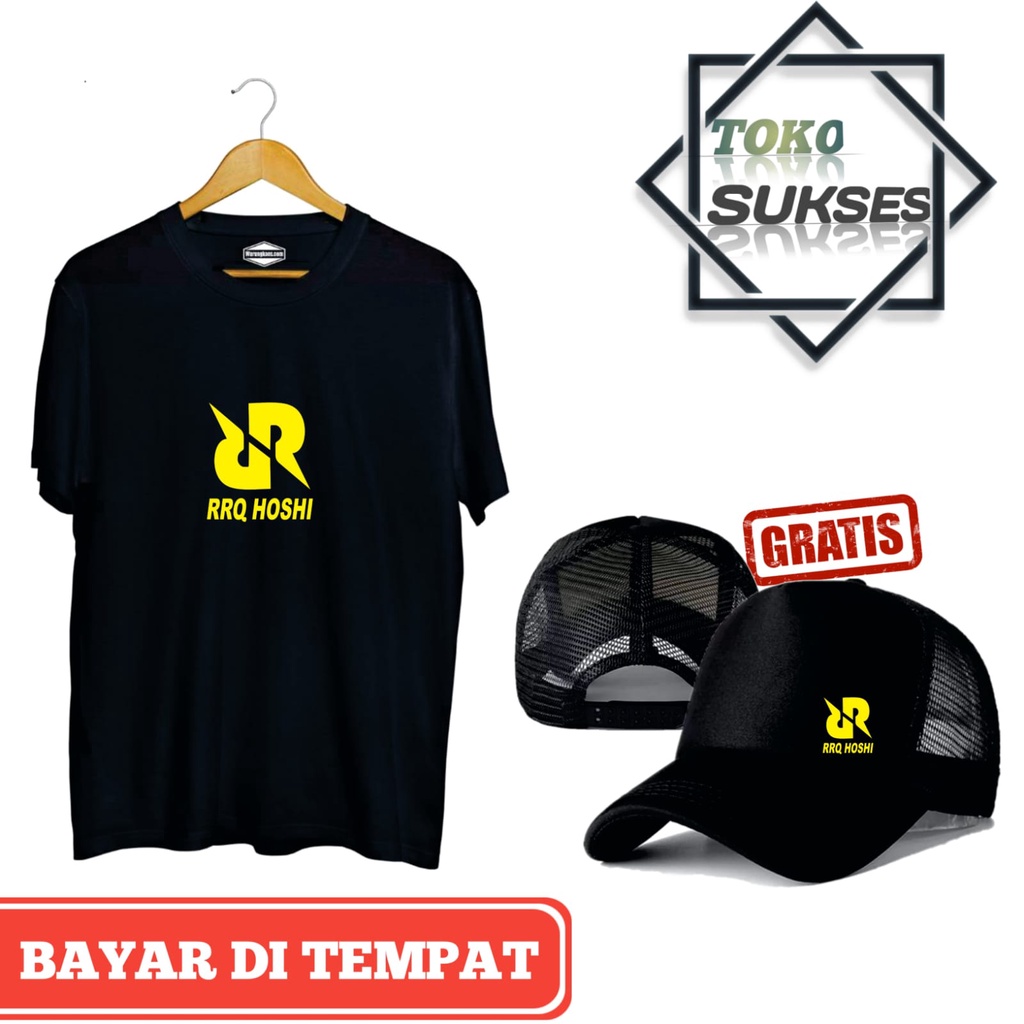 BAJU GAMING RRQ HOSHI/kaos rrq hoshi 2021 GRATIS TOPI/Kaos pria / baju pria / kaos game / kaos ML / 