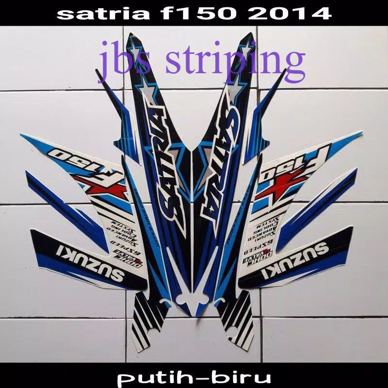 Striping Setiker lis body suzuki satria f fu facelift 150 2014 putih biru