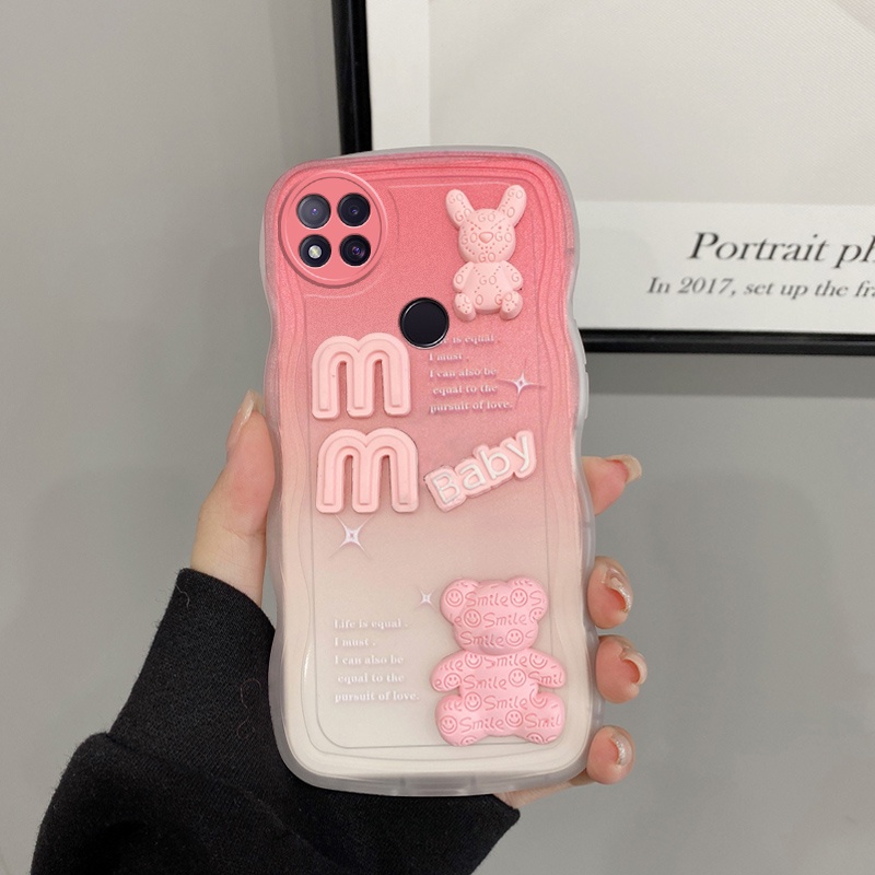 Andyh Casing Ponsel Untuk Xiaomi Redmi 9C 10A Phone Case 3D Alphabet Bear Pelindung Kamera Pelindung Penutup Belakang Couple Case