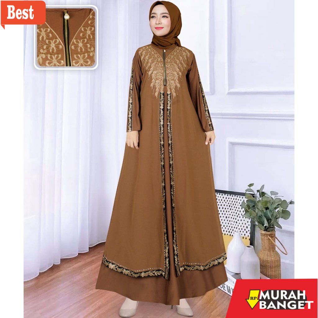 Gaya ala timur tengah di hari raya- Abaya turkey mewah/abaya hitam/abaya jersey mix ceruty simple el