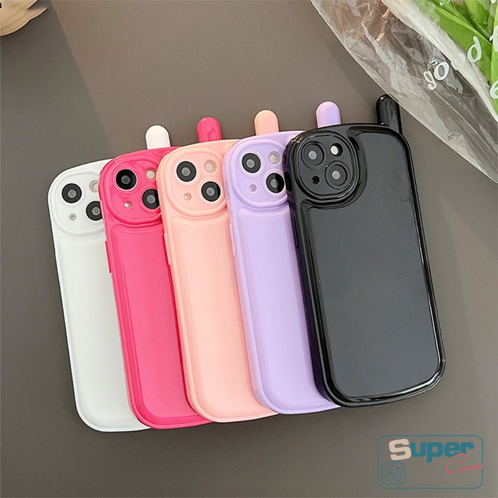 IPHONE Casing Ponsel Vintage Warna Solid Permen Macaron Sederhana Kompatibel Untuk Iphone7 8 14 Plus XR 13 11 12 Pro MAX X XS MAX SE 2020 Klasik Retro Desain Ponsel Glossy TPU Soft Cover