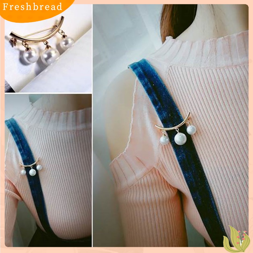 &lt; Freshbread &gt; Fashion Wanita Mutiara Imitasi Menjuntai Bros Pin Cardigan Selendang Klip Perhiasan Hadiah