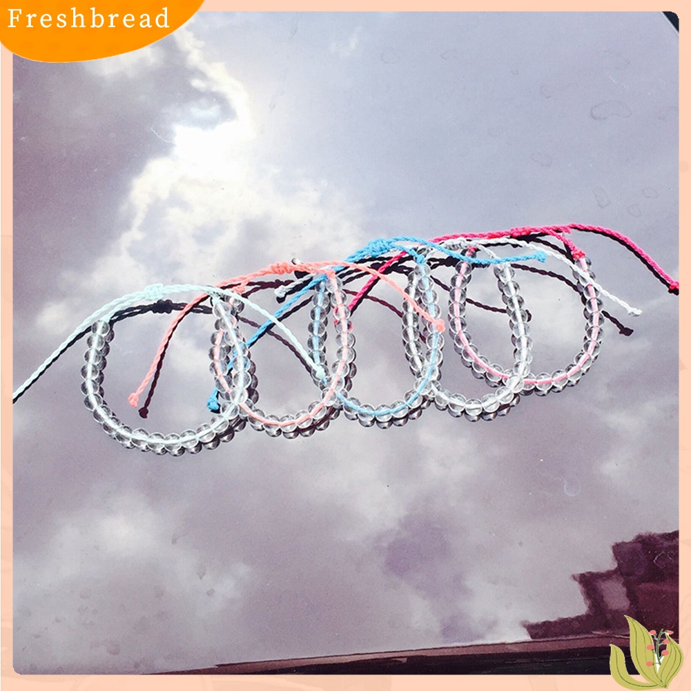 &lt; Freshbread &gt; Gelang Tali Tenun Manik-Manik Transparan Unisex Adjustable Handmade Bangle Gift