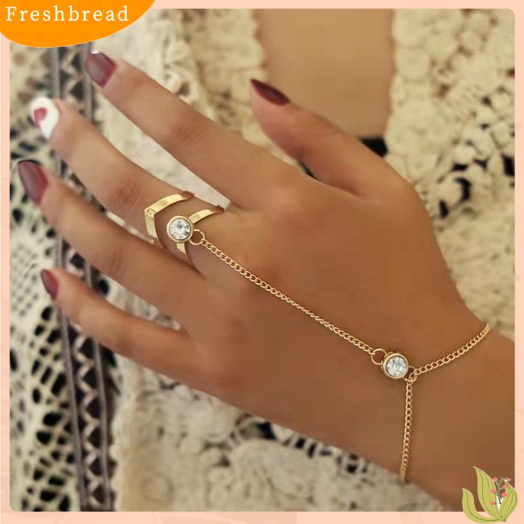 &lt; Freshbread &gt; Wanita Gelang Warna Solid Geometris Panah Bentuk Berlian Imitasi Hias Adjustable Gelang Cincin Perhiasan Perempuan