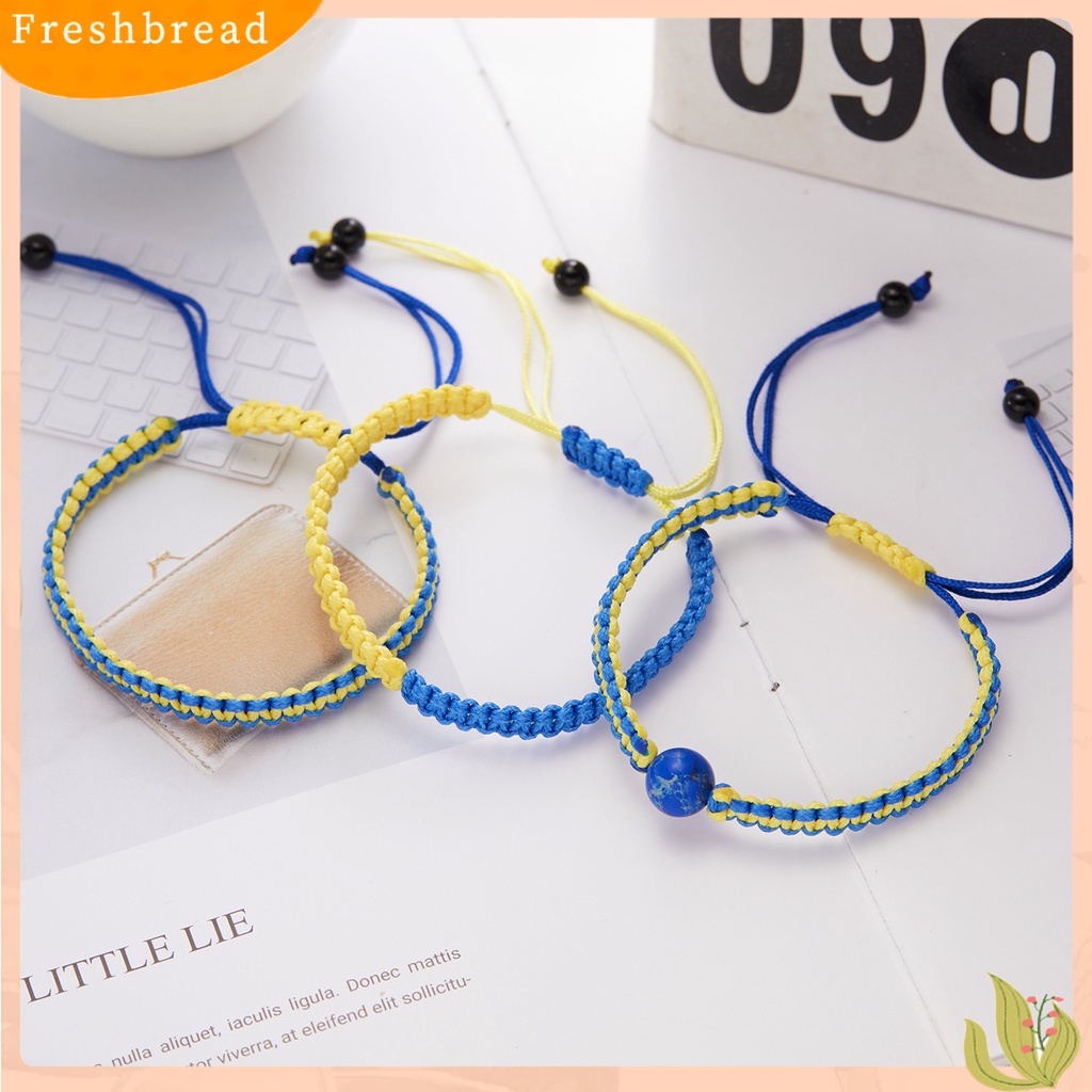 &lt; Freshbread &gt; Handmade Adjustable Rope Bracelet Cord Bendera Ukraina Warna Braided Wristband Properti Foto