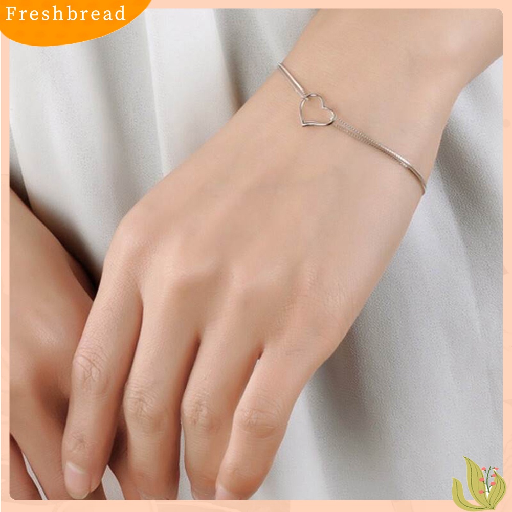 &lt; Freshbread &gt; Fashion Wanita Rantai Lapisan Ganda Berongga Jantung Pesona Gelang Bangle Perhiasan