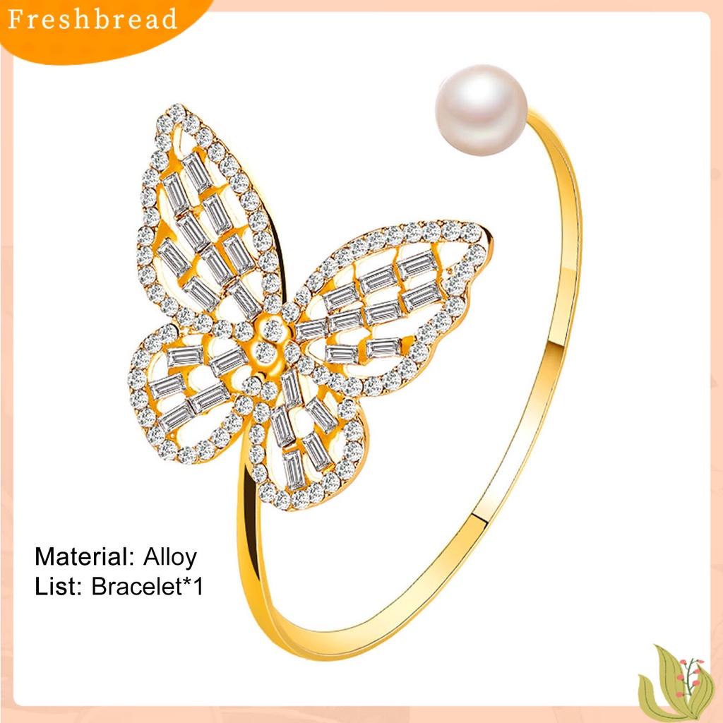 &lt; Freshbread &gt; Gelang Bangle Stylish All-match Flexible Alloy Pembukaan Adjustable Butterfly Untuk Pesta