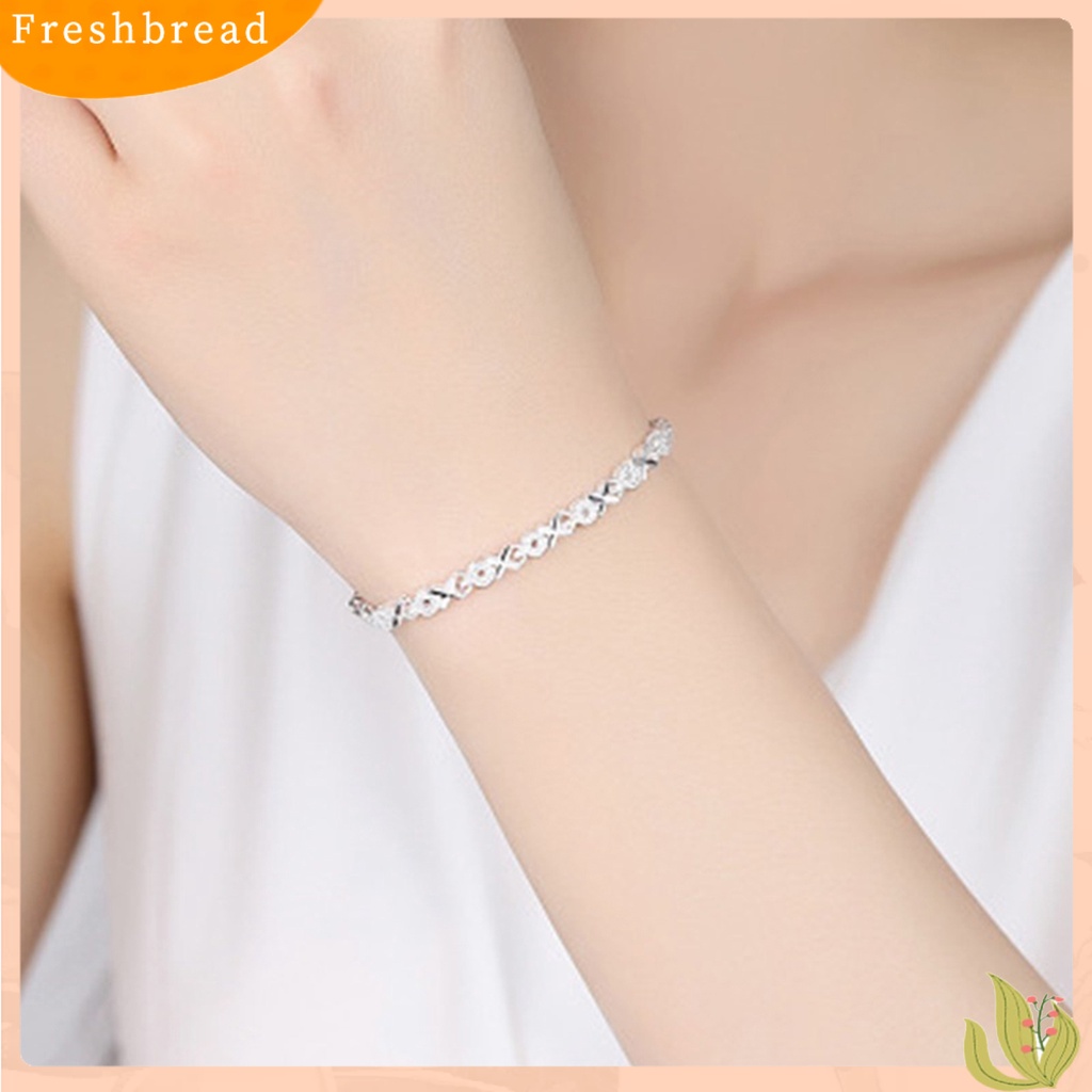 &lt; Freshbread &gt; Gelang Indah Perak Disepuh Alloy Fashion Wanita Bracelets Untuk Hadiah