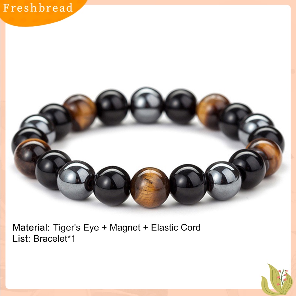 &lt; Freshbread &gt; Manik-Manik Unisex Gelang Tali Elastis Tiger Eye Imitasi Hitam Untuk Kehidupan Sehari-Hari