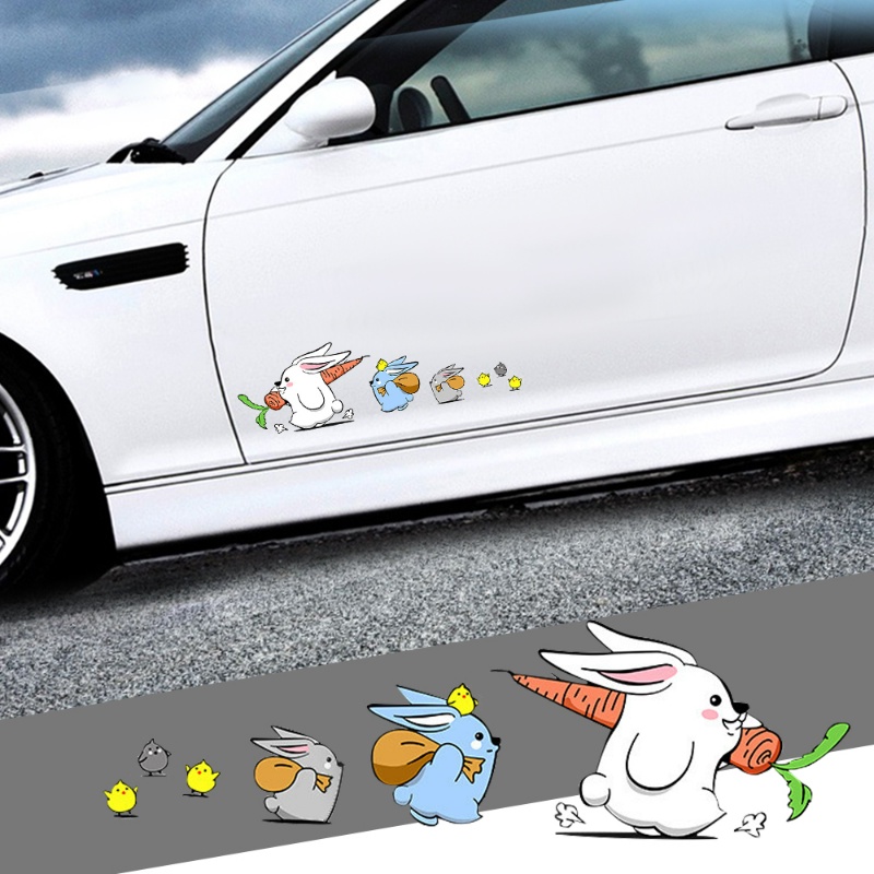 Lucu Lobak Kelinci Hewan Styling Stiker Kreatif Kartun Kelinci Stiker Mobil Tubuh Bemper Kreatif Decals Mobil Self-Adhesive PVC Stiker Auto Motor Dekorasi Aksesoris