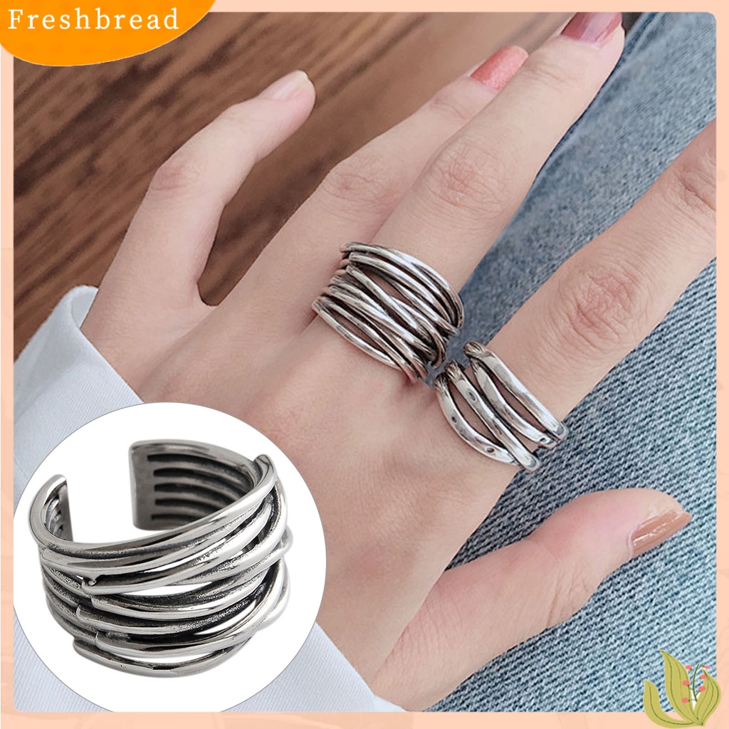 &lt; Freshbread &gt; Warna Perak Kerajinan Halus Wanita Cincin Alloy Vintage Berlapis Pembukaan Jari Cincin Perhiasan Alat Ekstra