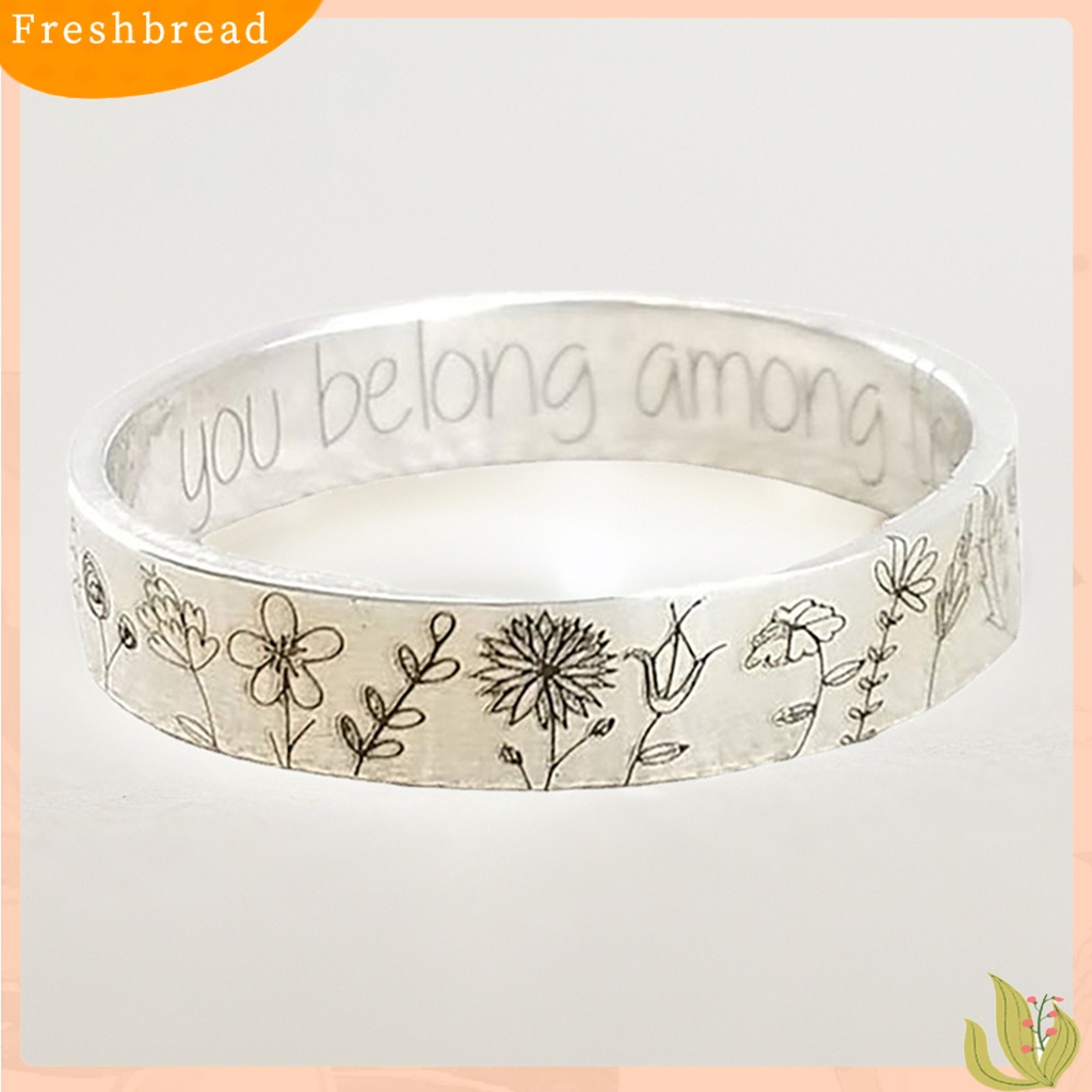 &lt; Freshbread &gt; Cincin Jari Motif Bunga Indah Paduan Pecinta Tulisan Dandelion Ring Untuk Pacaran