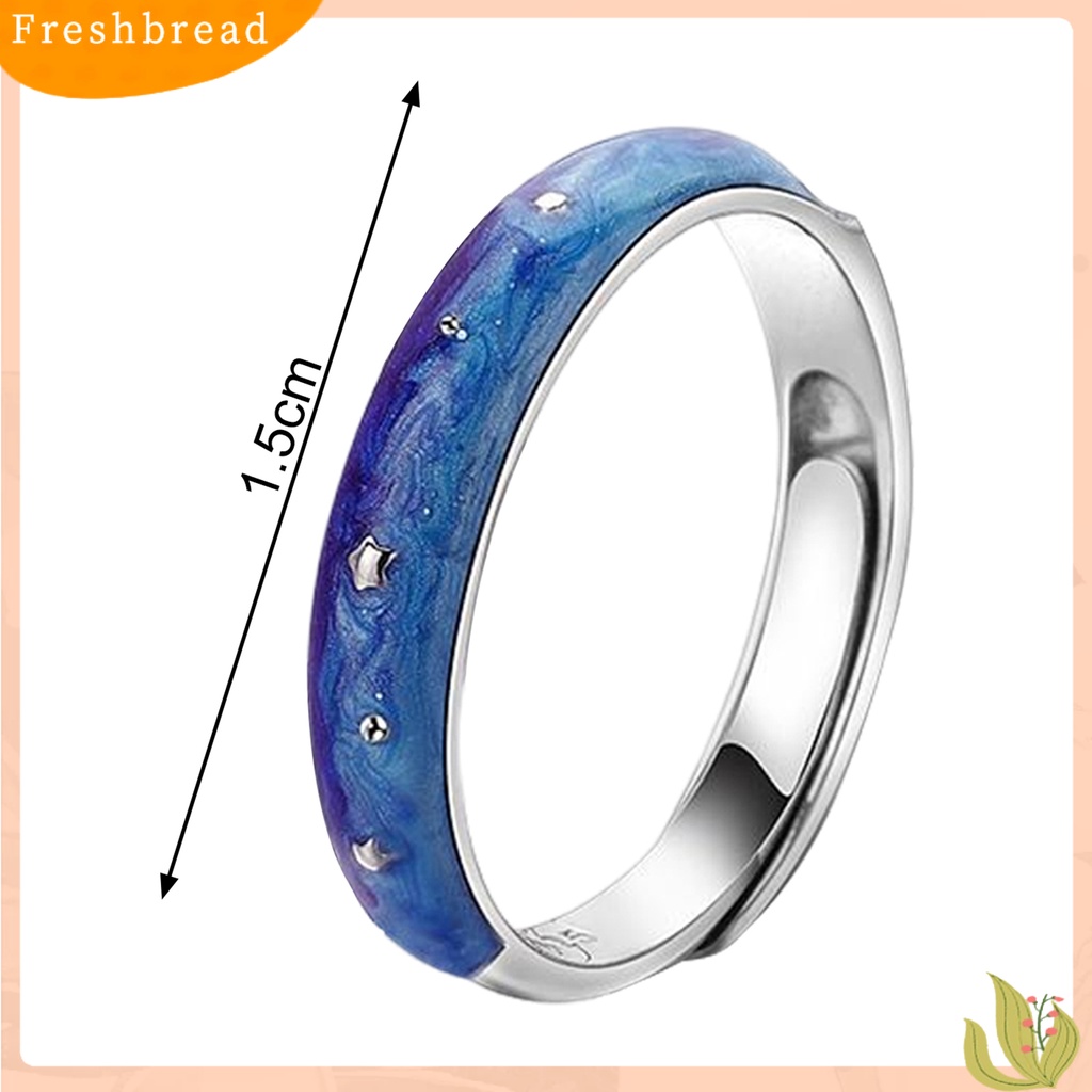 &lt; Freshbread &gt; Cincin Couple Pola Unik Karat-Bukti Tembaga Bintang Langit Bertema Open Band Engagement Ring Decor Hadiah Ulang Tahun