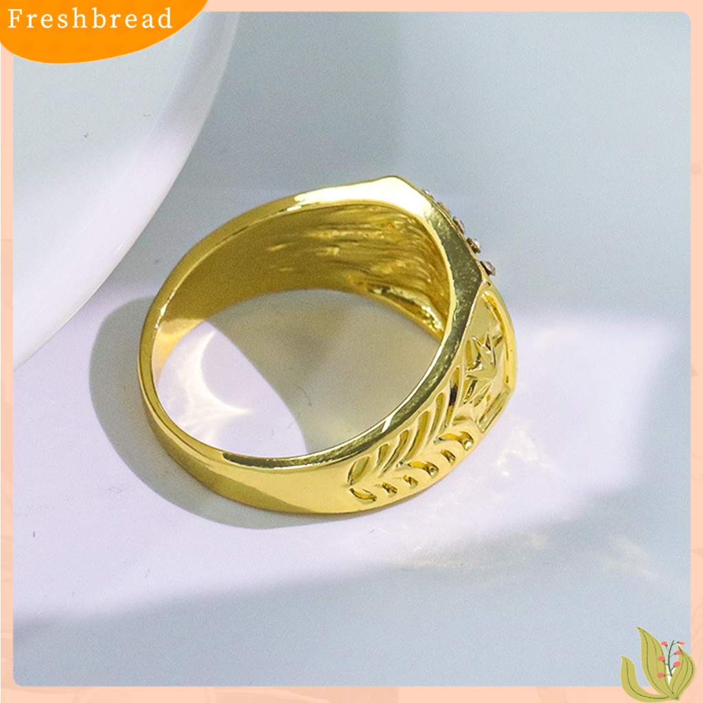 &lt; Freshbread &gt; Hias Berlian Imitasi Huruf K Cetak Pria Cincin Pola Unik Fashion Penampilan Pernikahan Band Perhiasan Aksesoris