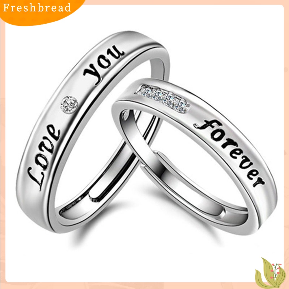 &lt; Freshbread &gt; Love You Forever Berlian Imitasi Kekasih Pasangan Janji Jari Cincin Set Perhiasan Hadiah