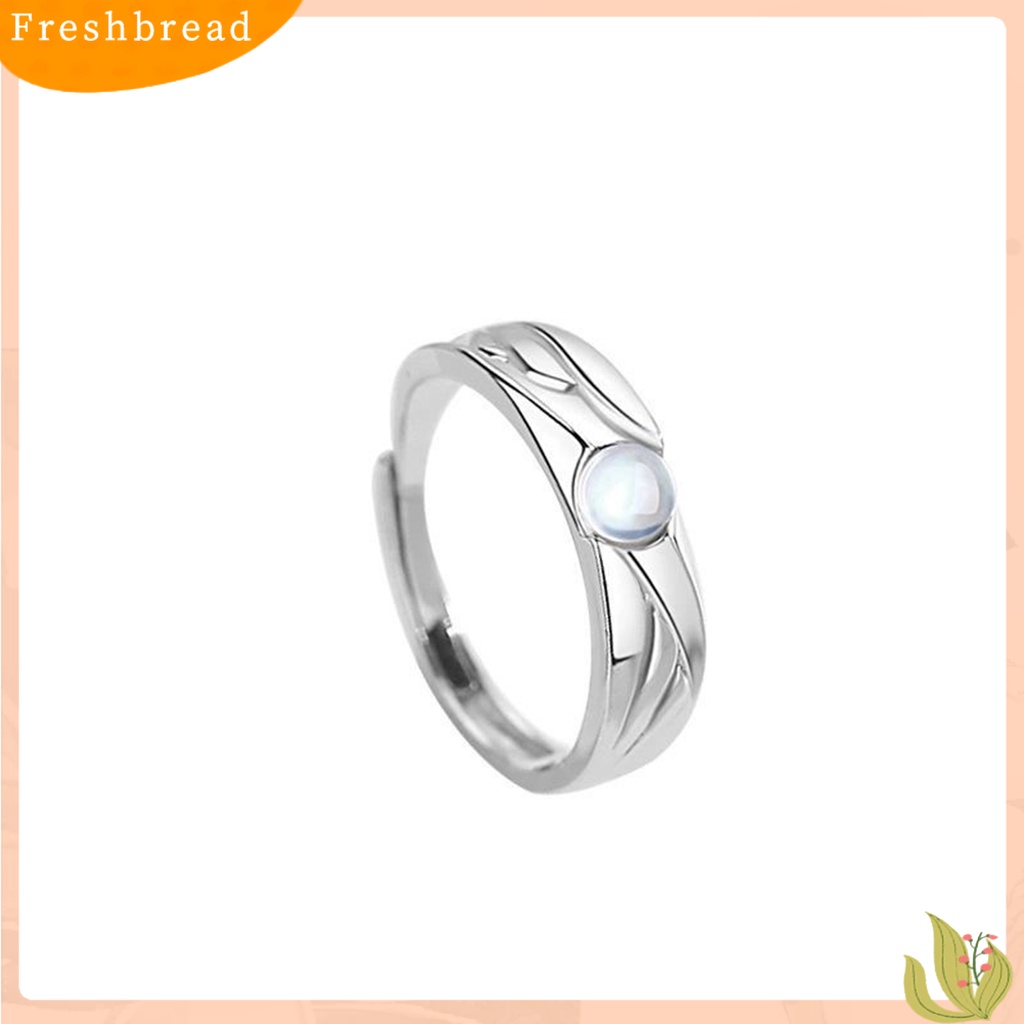 &lt; Freshbread &gt; Cincin Couple Vintage Glazed Black White Faux Moonstone Desain Pembukaan Yang Dapat Disesuaikan Hadiah Hias Tren Siswa Terbuka Cincin Perhiasan Pakaian Sehari-Hari