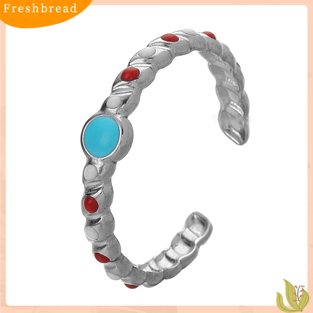 &lt; Freshbread &gt; Wanita Cincin Terbuka Multicolor Colorfast Bland Round Spot Opening Hias Stainless Steel Adjustable Lady Knuckle Ring Untuk Pakaian Sehari-Hari