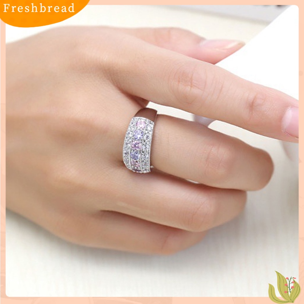 &lt; Freshbread &gt; Paduan Wanita Cincin Electroplating Hias Kristal Imitasi Jari Cincin Perhiasan Aksesoris