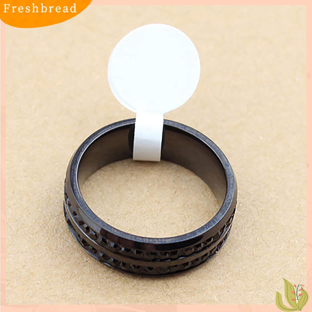 &lt; Freshbread &gt; Band Ring Berlian Imitasi Dekorasi Perhiasan Hadiah Stainless Steel Pria Dan Wanita Band Finger Ring Untuk Pesta