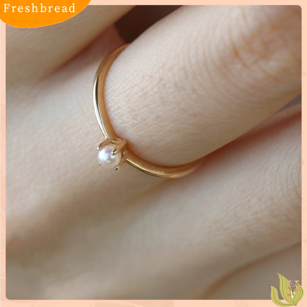 &lt; Freshbread &gt; Elegan Mutiara Imitasi Bertatahkan Jari Cincin Wanita Pesta Perjamuan Pesona Perhiasan Hadiah