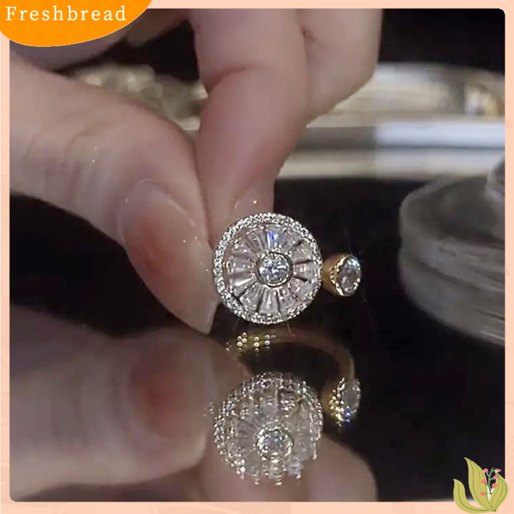 &lt; Freshbread &gt; Wanita Cincin Anti-Oksidasi Luntur Tahan Keringat Pembukaan Yang Dapat Disesuaikan Zirconia Cubic Light Mewah Pesta Cincin Perhiasan Aksesori