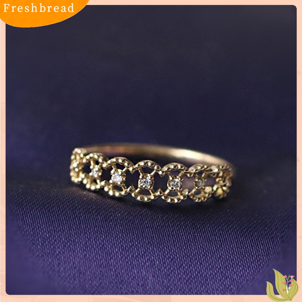 &lt; Freshbread &gt; Fashion Berlian Imitasi Bertatahkan Berongga Jari Cincin Wanita Pesta Pernikahan Perhiasan Hadiah