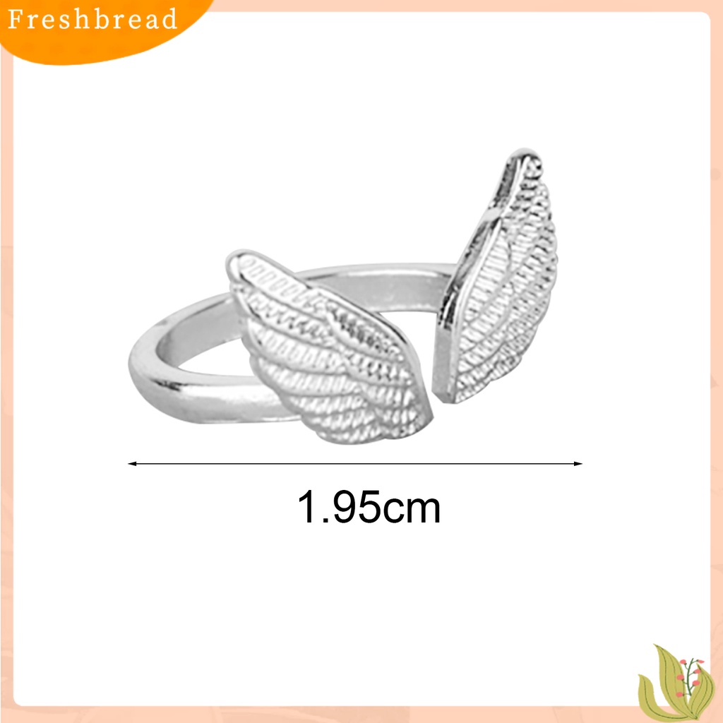 &lt; Freshbread &gt; Cincin Jari Terbuka Kilau Yang Baik Pembukaan Cincin Jari Bentuk Sayap Malaikat Cincin Jari Yang Indah Untuk Hadiah