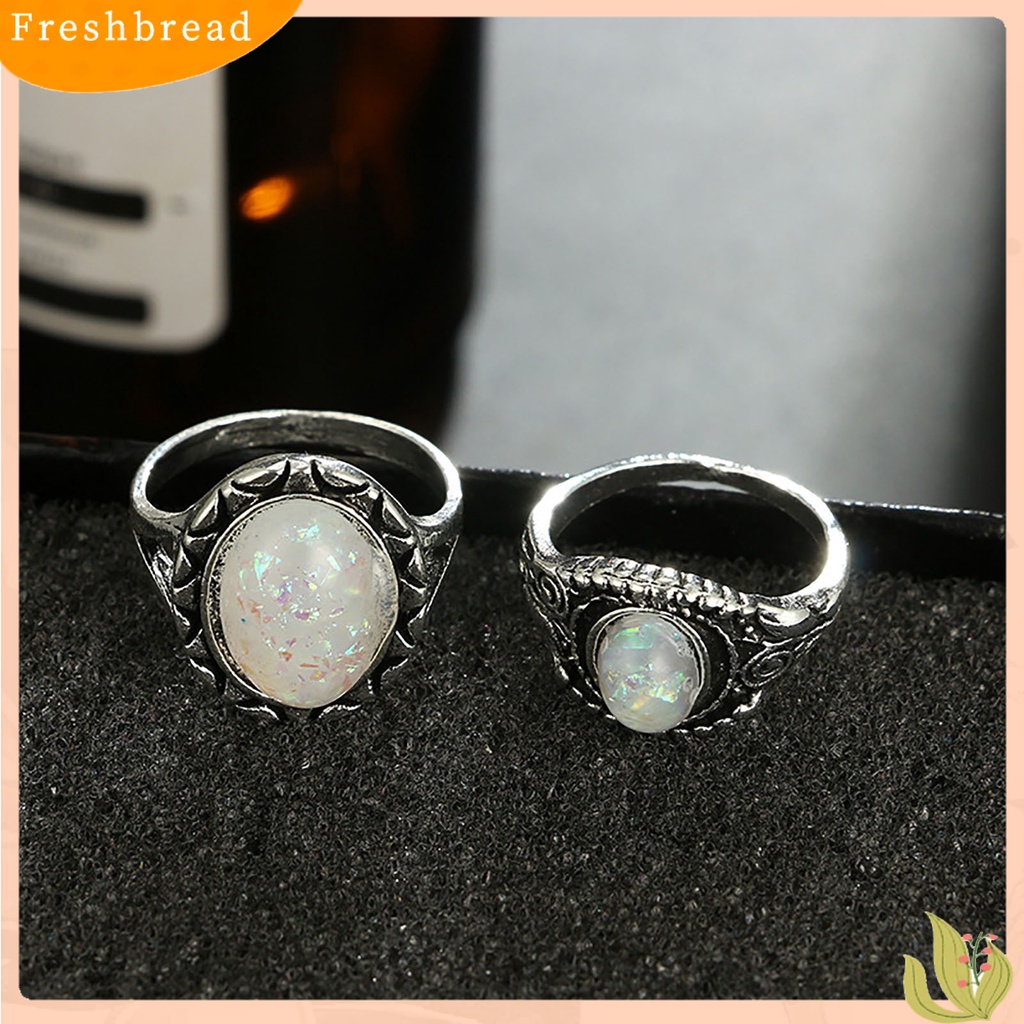 &lt; Freshbread &gt; 8Pcs/Set Cincin Jari Electroplating Desain Timbul Gaya Vintage Cincin Buku Jari Antik Peal Palsu Untuk Pacaran