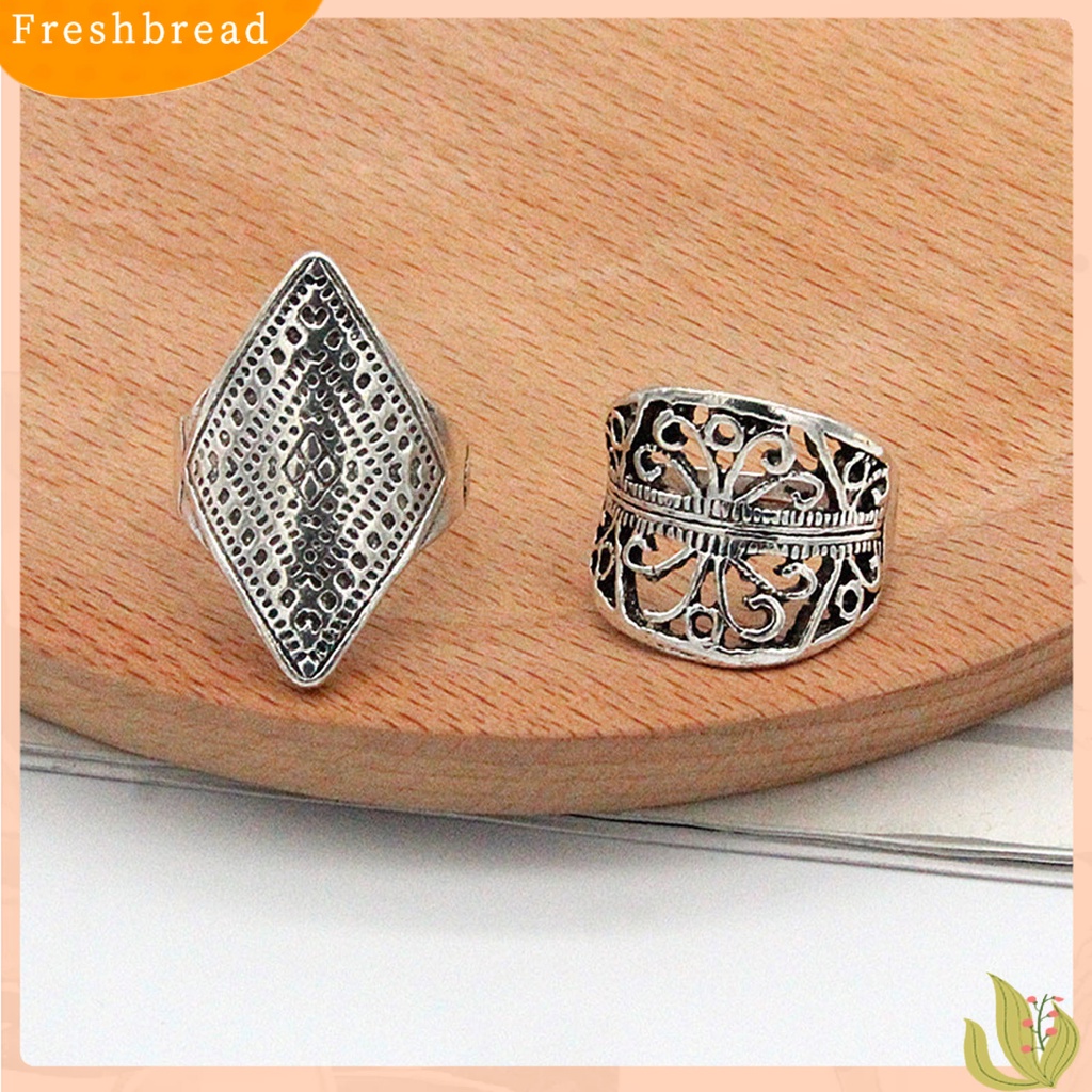 &lt; Freshbread &gt; 4Pcs/Set Cincin Unisex Gaya Bohemian Tahan Aus Cincin Fidget Ringan Super Cool Untuk Pesta