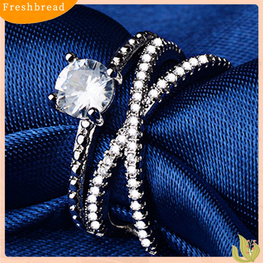 &lt; Freshbread &gt; Glamour Woman Faux Gemstone Pengantin Pernikahan Pertunangan Cross Cincin Jari Perhiasan