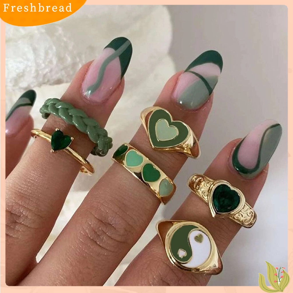 &lt; Freshbread &gt; 1set Cincin Buku Jari Hati Dapat Ditumpuk Wanita Indah Semua Pertandingan Cincin Jari Untuk Pesta