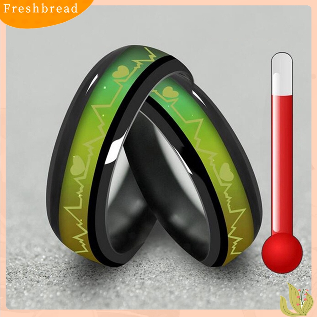 &lt; Freshbread &gt; Cincin Motif Print Cincin Pasangan Bulat Unisex Bahan Stainless Steel Gaya Untuk Pacaran