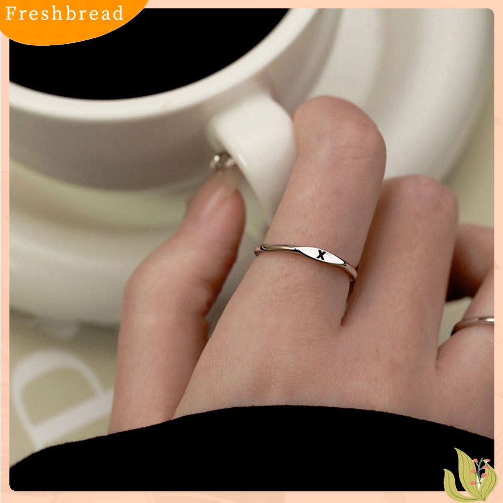 &lt; Freshbread &gt; Fashion Cincin Huruf Inggris Ukiran Pengerjaan Halus Elektroplating Hypoallergenic Permukaan Halus Menghias Elegan Fashion Minimalis Midi Cincin Bulat Wanita Perhiasan