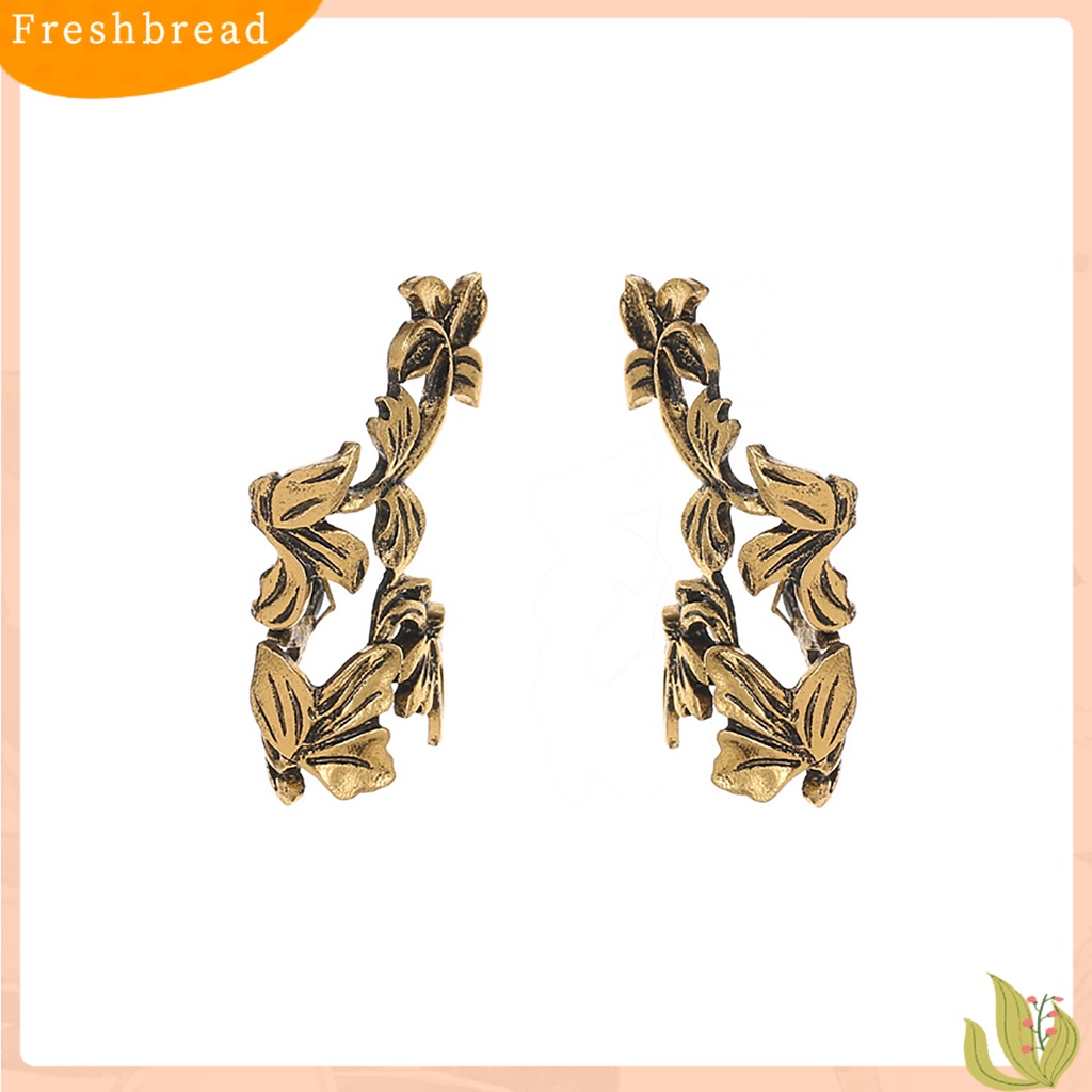 < Freshbread > 1Pc Fashion Wanita Bentuk Daun Ear Stud Cuff Clip On Non Piercing Earrings Jewelry