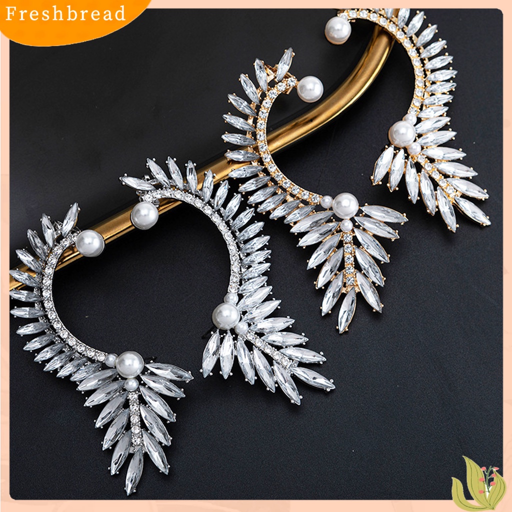 &lt; Freshbread &gt; 1Pc Klip Telinga Berlebihan Geometris Mengkilap Tinggi Berlian Imitasi Electroplating Ear Ornament Tanpa Tindik Fashion Kristal Imitasi Mutiara Auger Telinga Manset Perhiasan Aksesoris