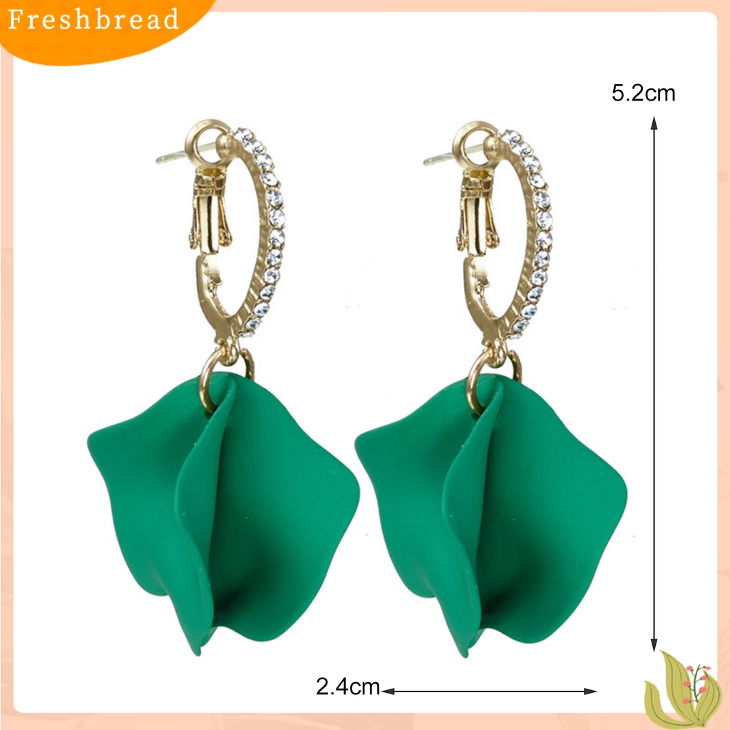 &lt; Freshbread &gt; 1pasang Anting Liontin Hias Anting Hoop Kelopak Bunga Mawar Artistik Untuk Hadiah