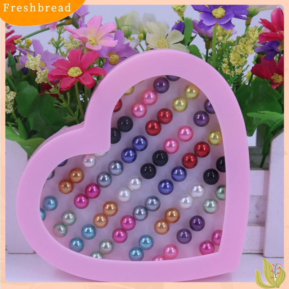 &lt; Freshbread &gt; Perhiasan Telinga Fashion 36pasang Stainless Steel Warna-Warni Lucu Faux Pearls Stud Earrings