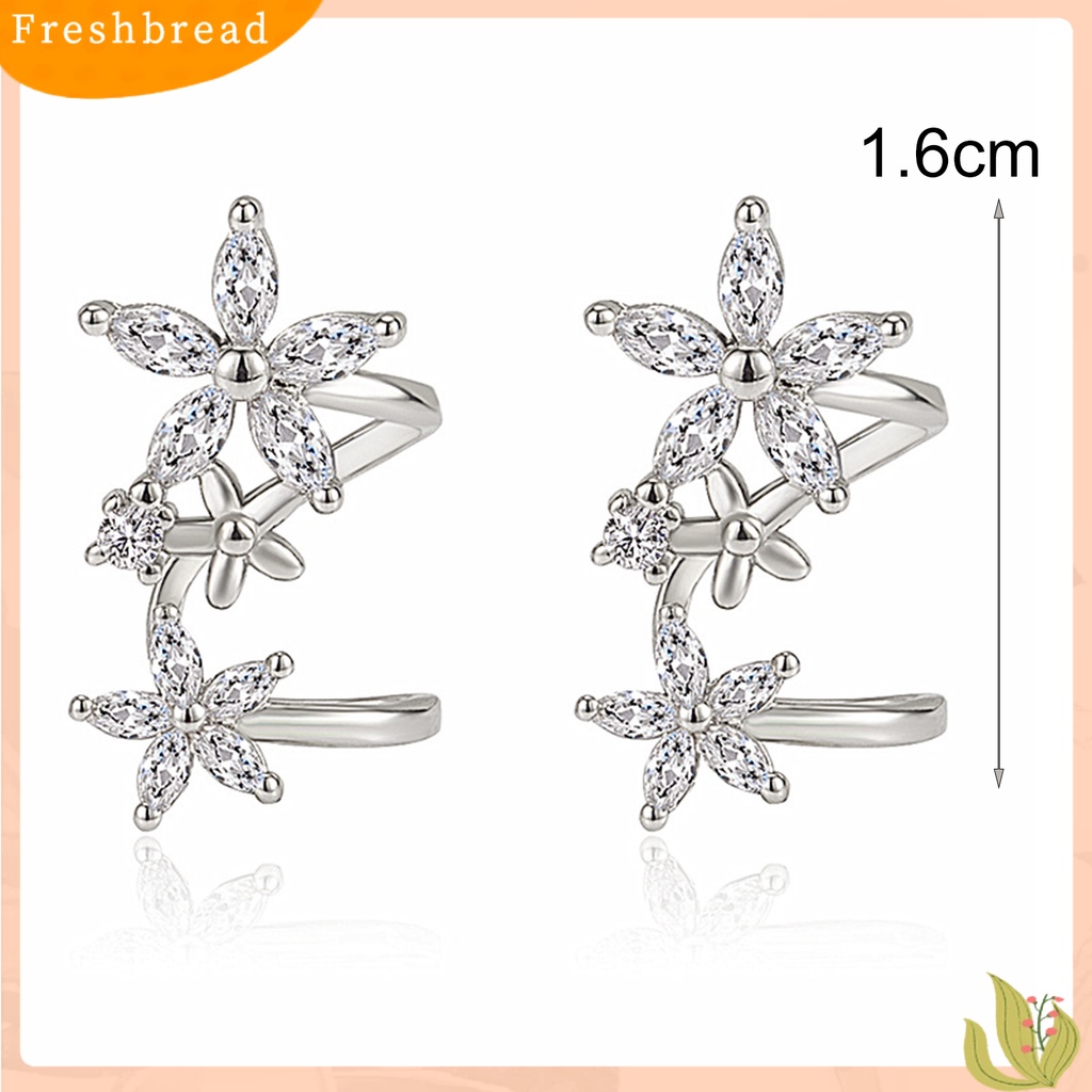 &lt; Freshbread &gt; 1pasang Anting Wanita Bentuk Bunga Arc Perhiasan Sparkling Cubic Zirconia Stud Earrings Untuk Pernikahan