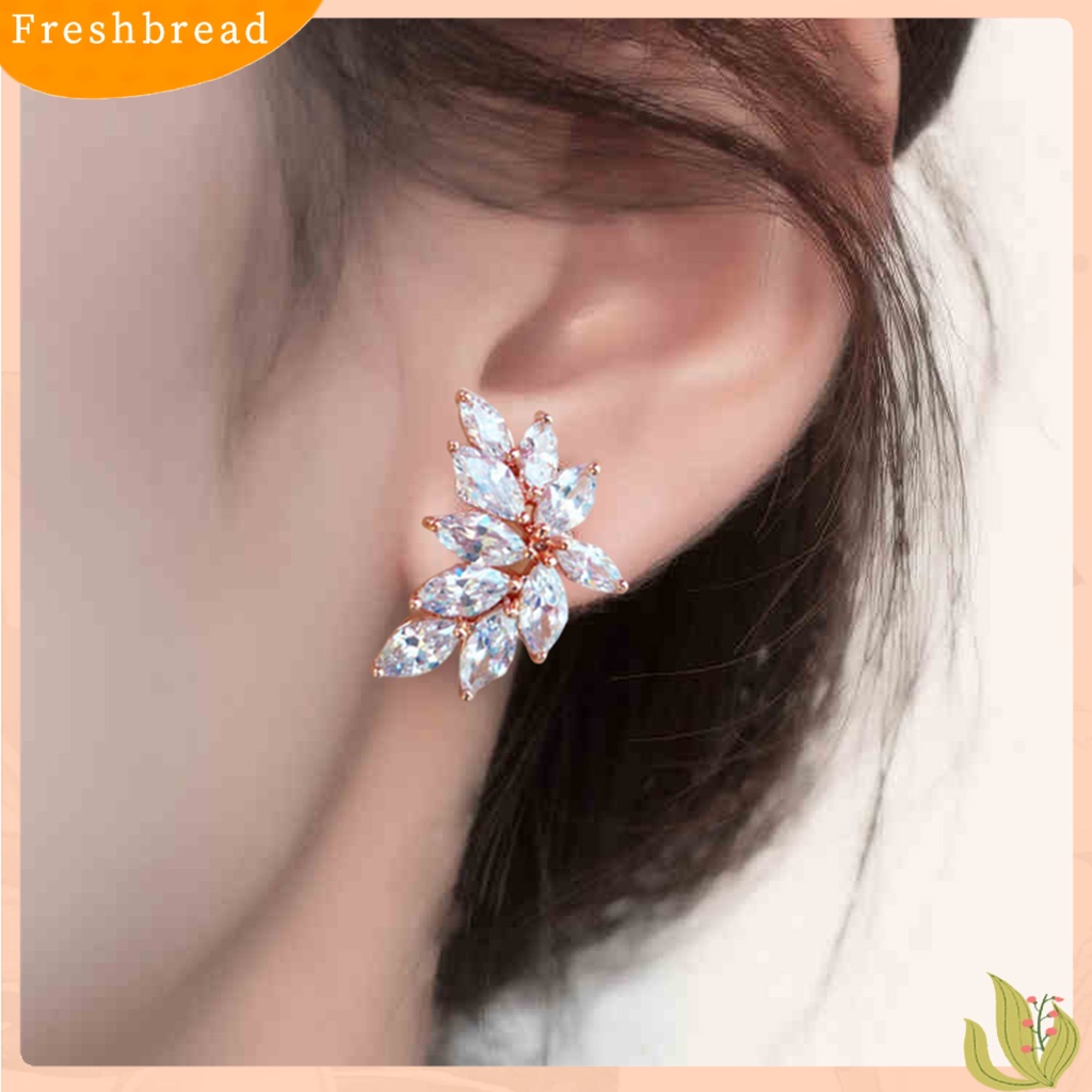 &lt; Freshbread &gt; 1pasang Anting Juntai Anti Alergi Hias Glittery Chic Bentuk Daun Anting Tusuk Untuk Pacaran