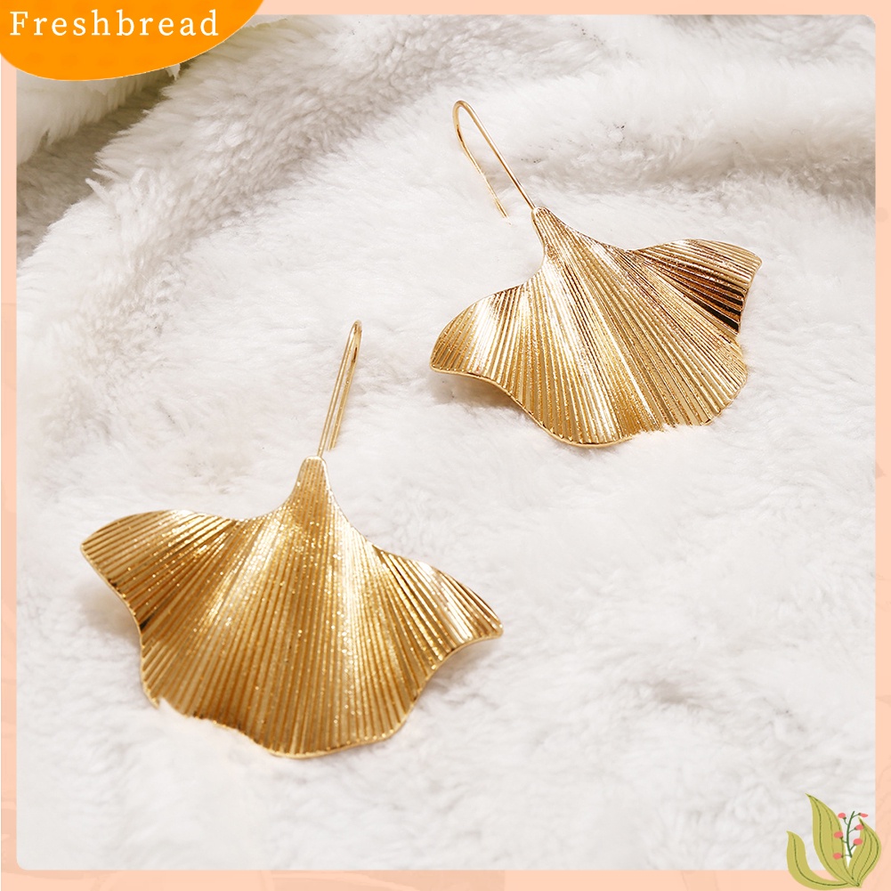 &lt; Freshbread &gt; Wanita Ginkgo Daun Menjuntai Drop Geometris Kait Anting Pernyataan Perhiasan Pesta