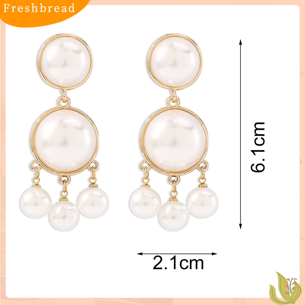 &lt; Freshbread &gt; 1pasang Drop Earrings Vintage Berlebihan Elegan Geometris Semua Pertandingan Dekorasi Hadiah Wanita Mutiara Imitasi Rumbai Menjuntai Earrings Perhiasan Untuk Pacaran