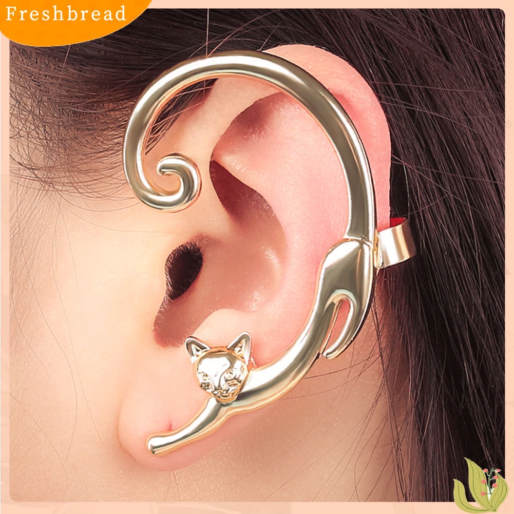 &lt; Freshbread &gt; 1Pc Fashion Wanita Kartun Kucing Anting Tindik Telinga Manset Bungkus Perhiasan Pesta